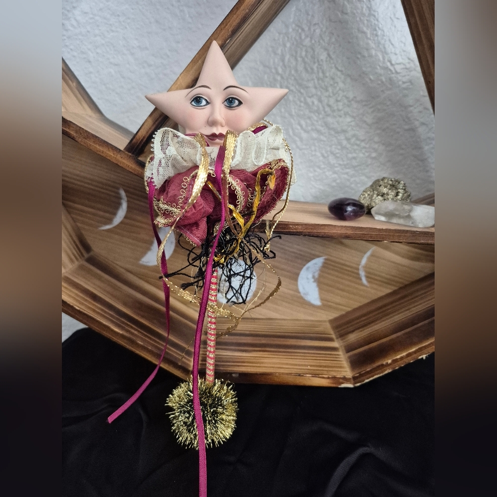 Ceramic Star Wand with Burgundy and Gold Accents